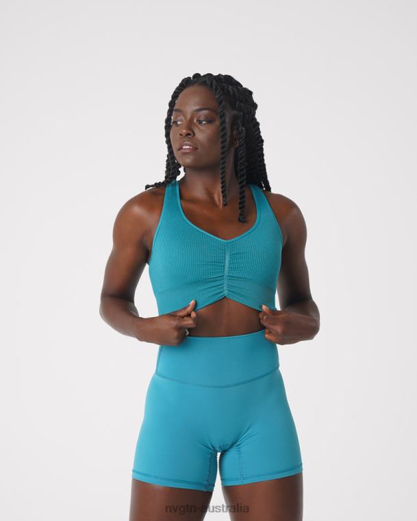 Women Cinched Seamless Bra 04060208 Teal Fitness NVGTN