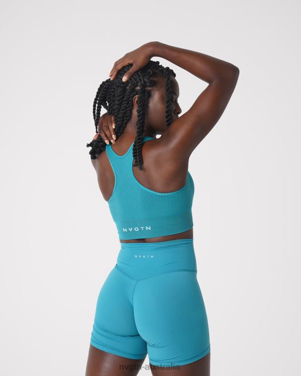 Women Cinched Seamless Bra 04060208 Teal Fitness NVGTN
