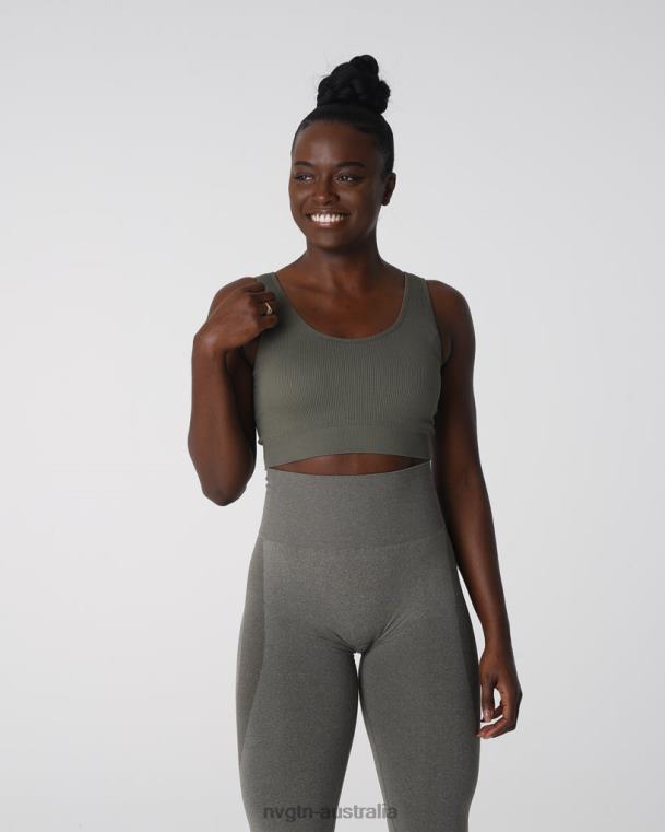 Women Desire Ribbed Seamless Bra 04060142 Khaki Green Fitness NVGTN