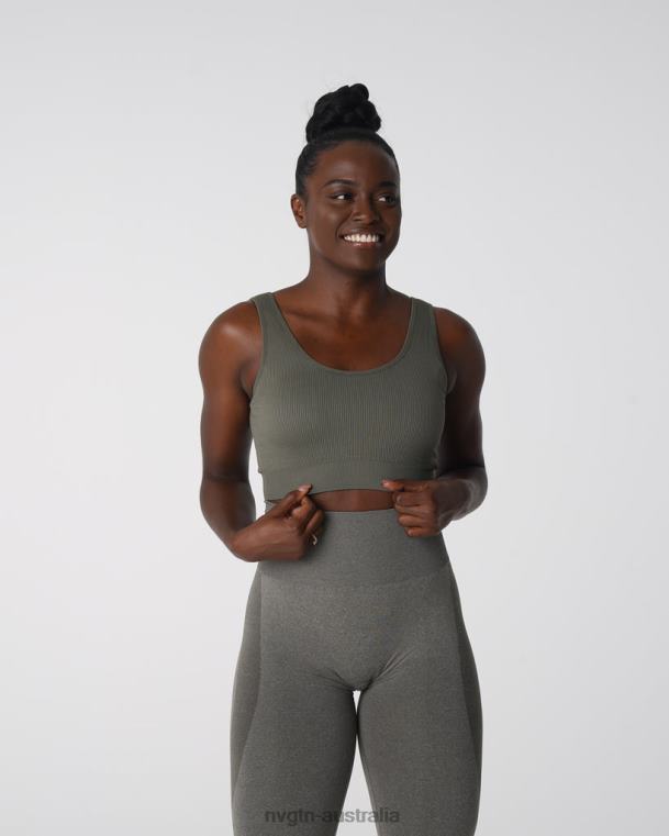 Women Desire Ribbed Seamless Bra 04060142 Khaki Green Fitness NVGTN