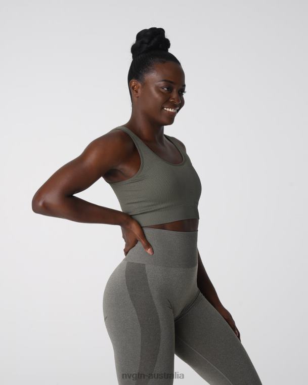 Women Desire Ribbed Seamless Bra 04060142 Khaki Green Fitness NVGTN