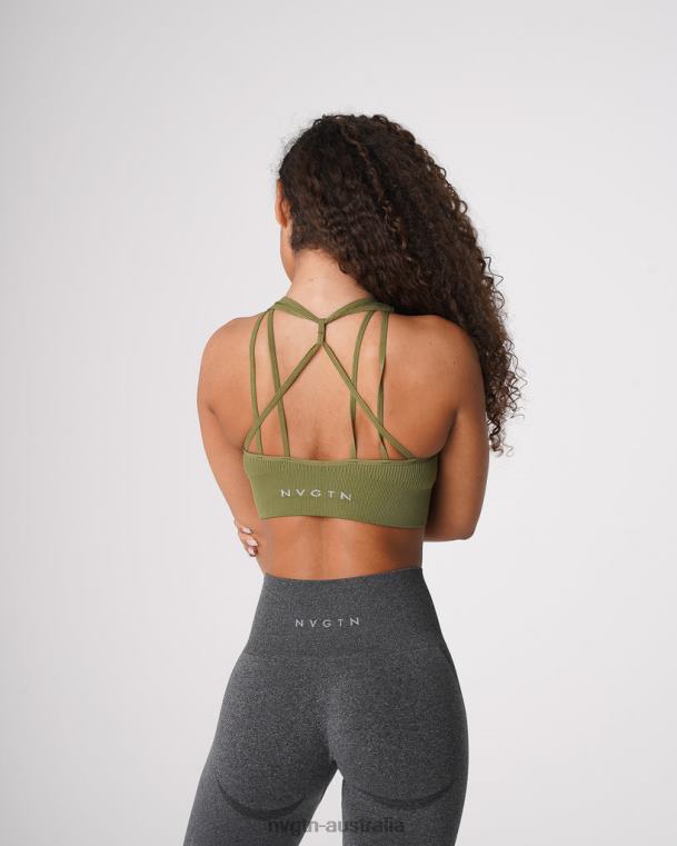 Women Galaxy Ribbed Seamless Bra 04060243 Khaki Green Fitness NVGTN