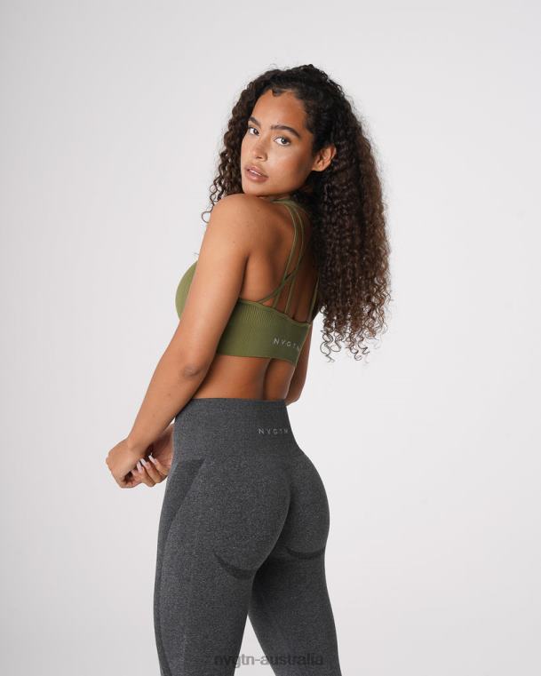 Women Galaxy Ribbed Seamless Bra 04060243 Khaki Green Fitness NVGTN