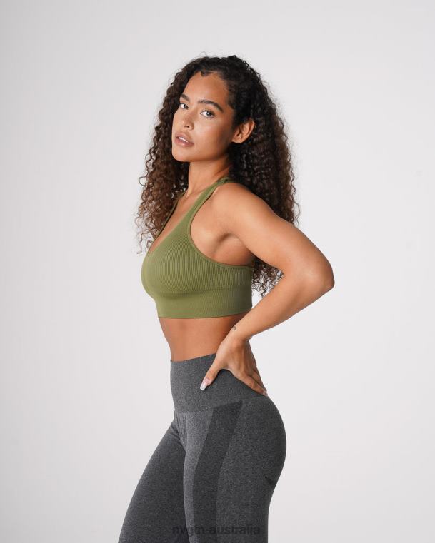 Women Galaxy Ribbed Seamless Bra 04060243 Khaki Green Fitness NVGTN