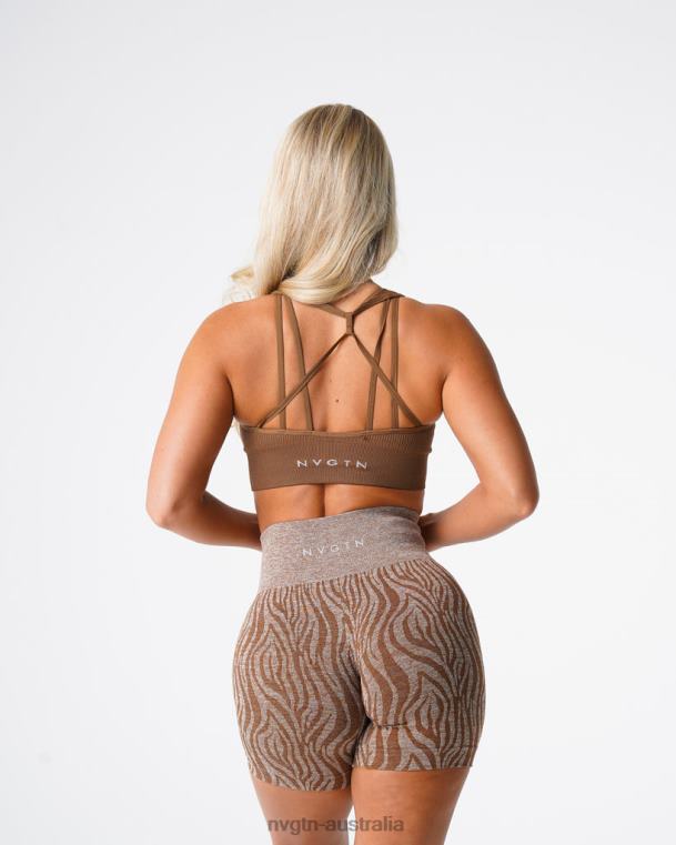 Women Galaxy Ribbed Seamless Bra 0406063 Mocha Fitness NVGTN