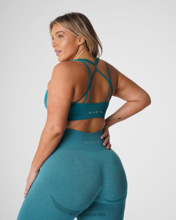 Women Galaxy Ribbed Seamless Bra 0406065 Teal Fitness NVGTN