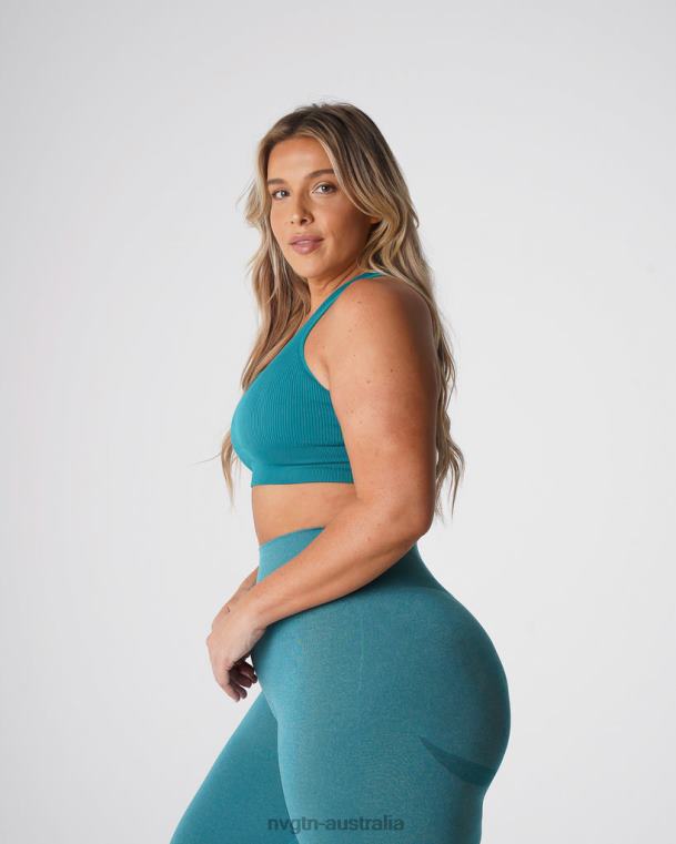 Women Galaxy Ribbed Seamless Bra 0406065 Teal Fitness NVGTN