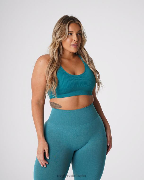 Women Galaxy Ribbed Seamless Bra 0406065 Teal Fitness NVGTN