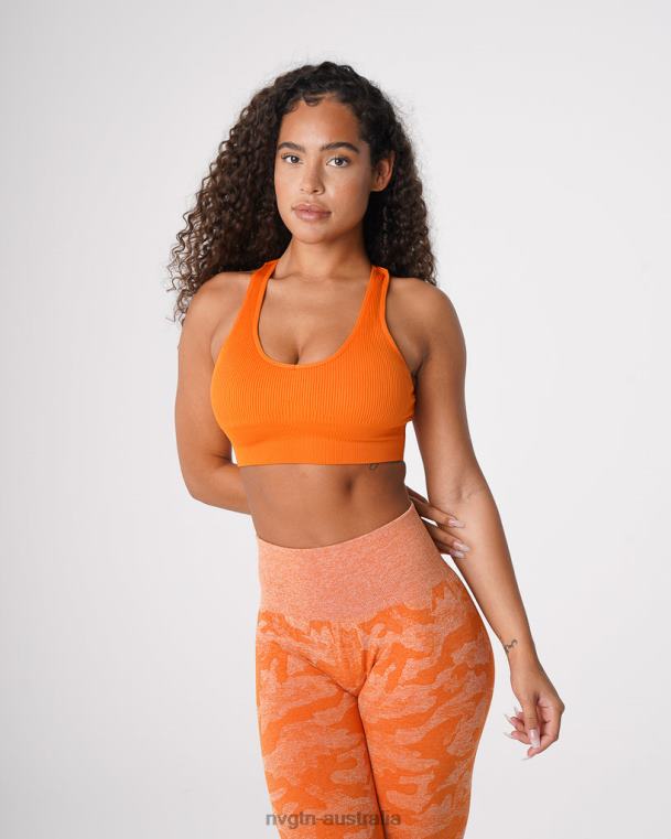 Women Galaxy Ribbed Seamless Bra 0406066 Burnt Orange Fitness NVGTN