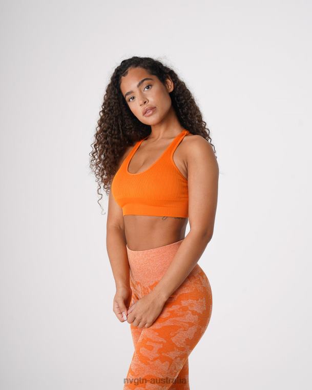Women Galaxy Ribbed Seamless Bra 0406066 Burnt Orange Fitness NVGTN