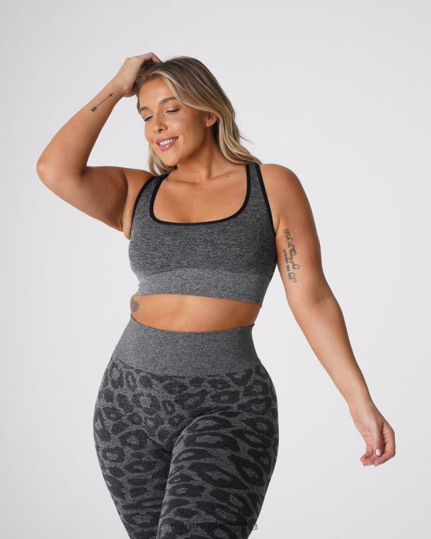 Women Leopard Eclipse Seamless Bra 04060213 Black Speckled Fitness NVGTN
