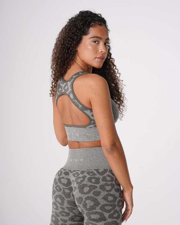 Women Leopard Eclipse Seamless Bra 04060219 Khaki Green Fitness NVGTN