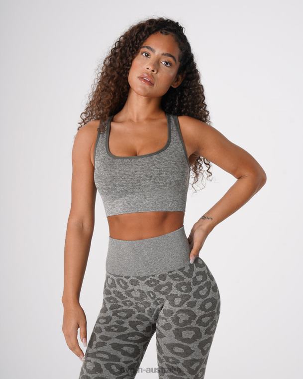 Women Leopard Eclipse Seamless Bra 04060219 Khaki Green Fitness NVGTN
