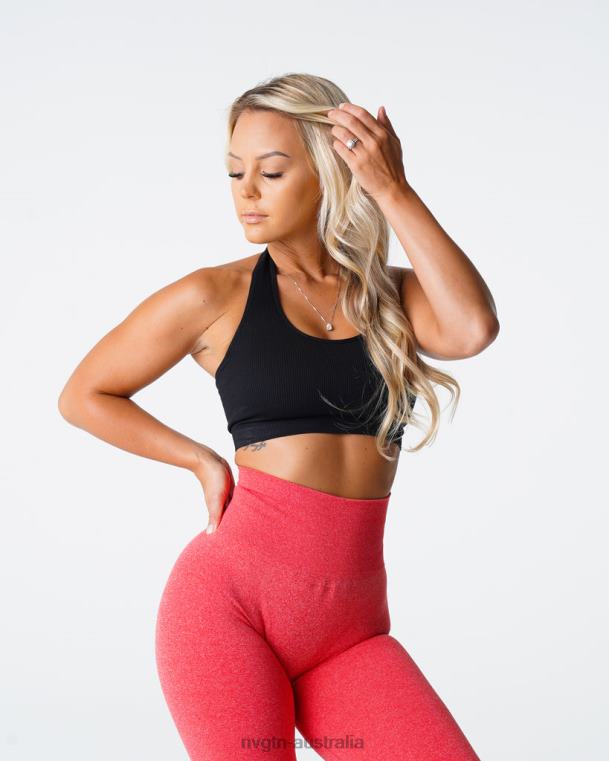 Women Limitless Ribbed Seamless Halter Bra 04060114 Black Fitness NVGTN