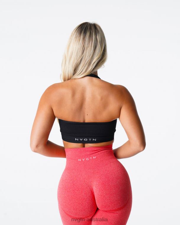 Women Limitless Ribbed Seamless Halter Bra 04060114 Black Fitness NVGTN