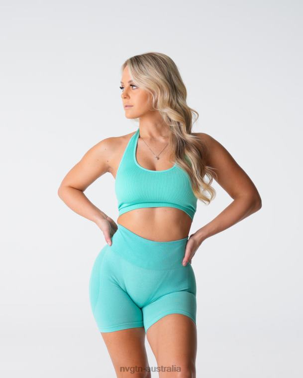 Women Limitless Ribbed Seamless Halter Bra 04060117 Mint Fitness NVGTN