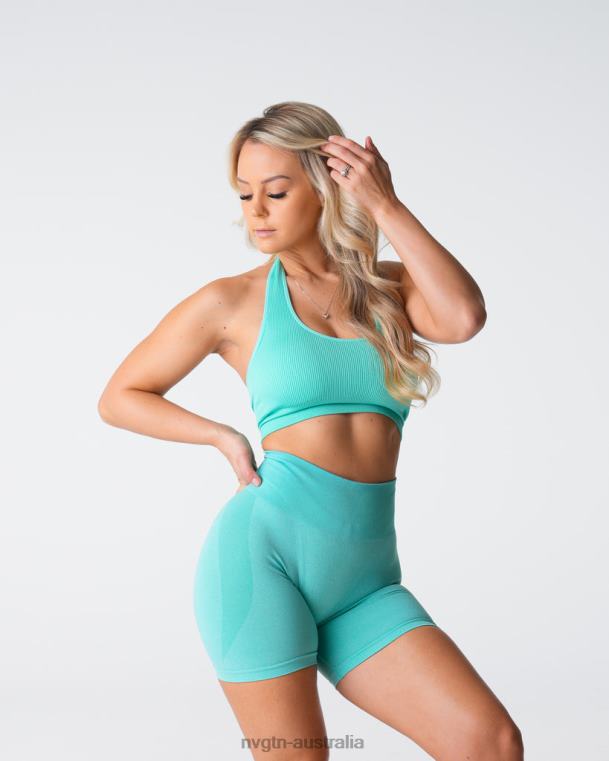 Women Limitless Ribbed Seamless Halter Bra 04060117 Mint Fitness NVGTN