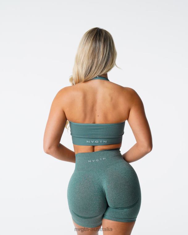 Women Limitless Ribbed Seamless Halter Bra 04060138 Forest Green Fitness NVGTN