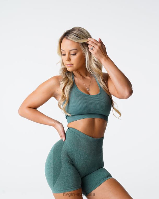 Women Limitless Ribbed Seamless Halter Bra 04060138 Forest Green Fitness NVGTN