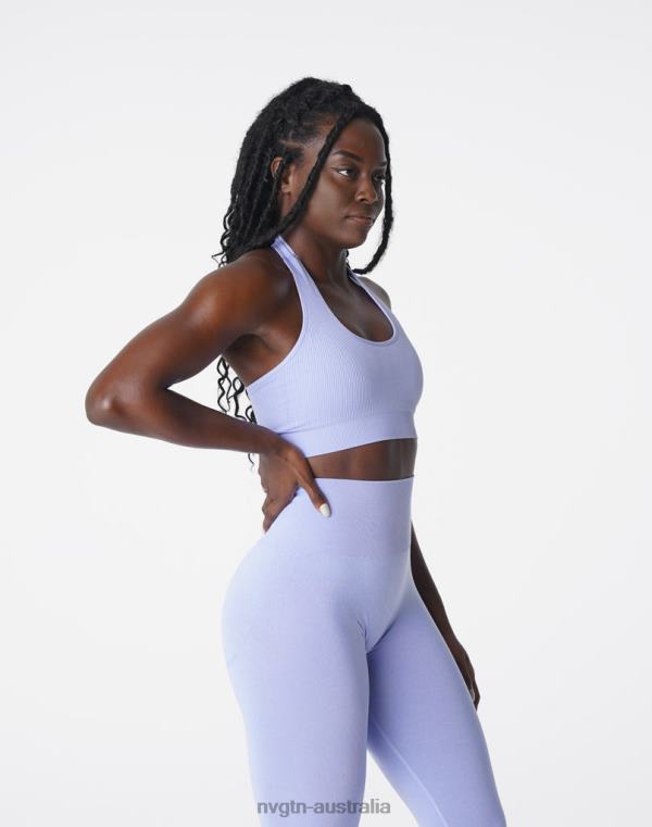 Women Limitless Ribbed Seamless Halter Bra 04060204 Periwinkle Fitness NVGTN