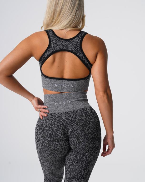 Women Snakeskin Eclipse Seamless Bra 04060215 Black Speckled Fitness NVGTN
