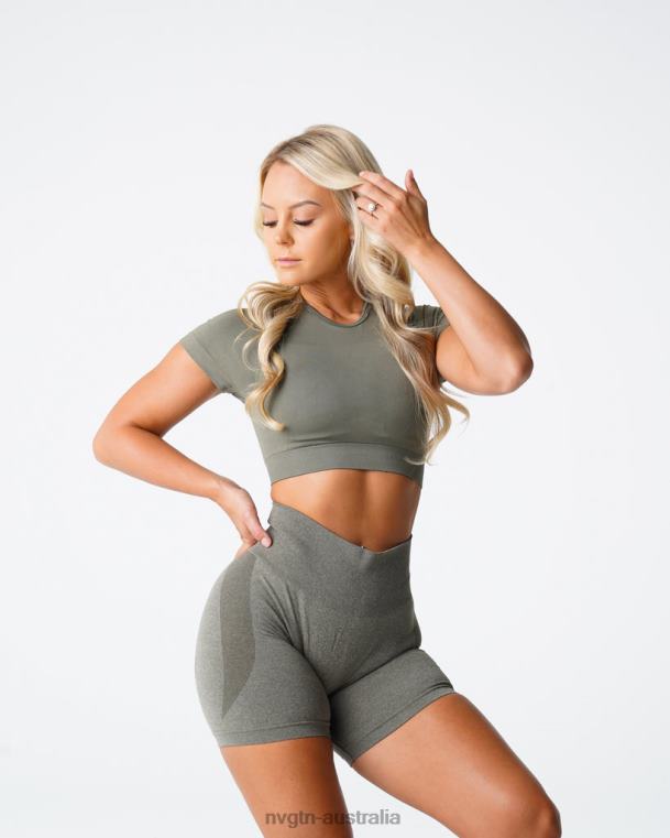 Women Vortex Seamless Bra Top 0406073 Khaki Green Fitness NVGTN