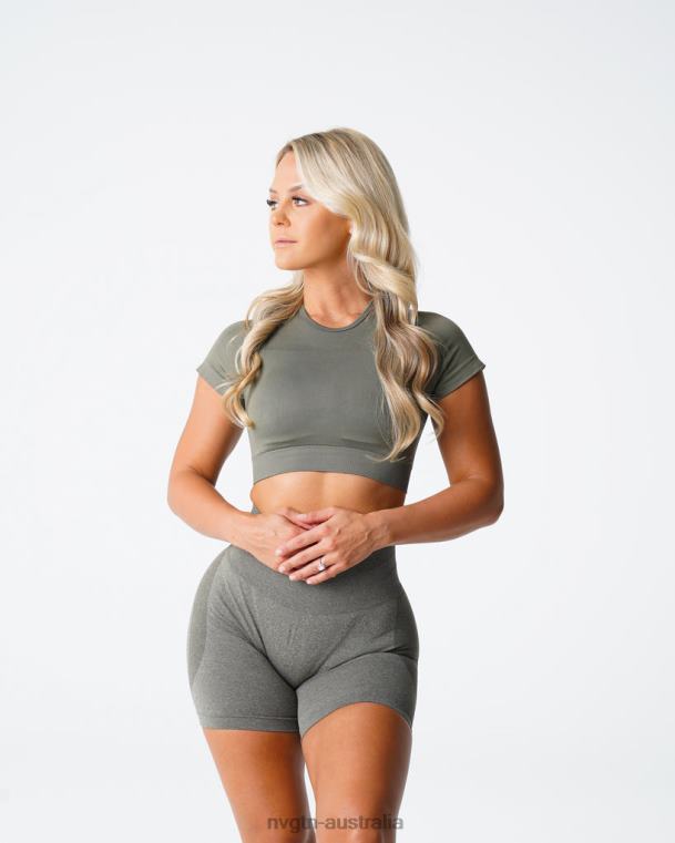 Women Vortex Seamless Bra Top 0406073 Khaki Green Fitness NVGTN