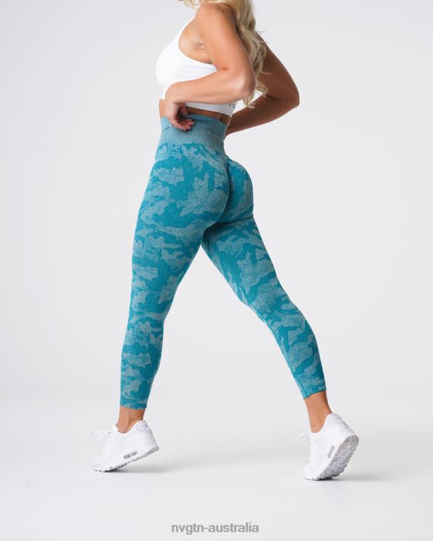 Women Camo Seamless Leggings 04060664 Teal Fitness NVGTN