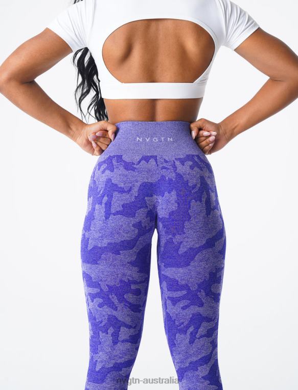 Women Camo Seamless Leggings 04060667 Electric Blue Fitness NVGTN