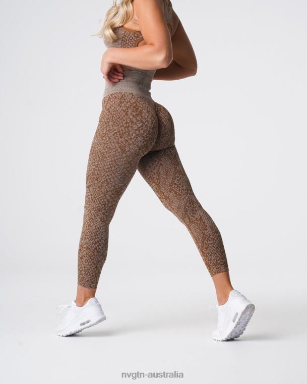 Women Snakeskin Seamless Leggings 04060681 Mocha Fitness NVGTN
