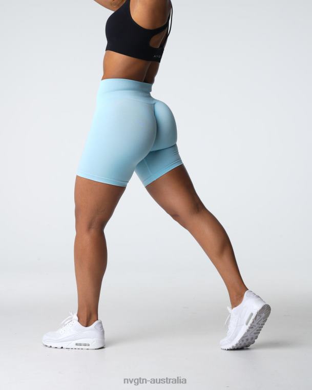 Women Pro Seamless Shorts 04060360 Pastel Blue Fitness NVGTN