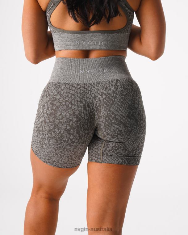 Women Snakeskin Seamless Shorts 04060474 Khaki Green Fitness NVGTN