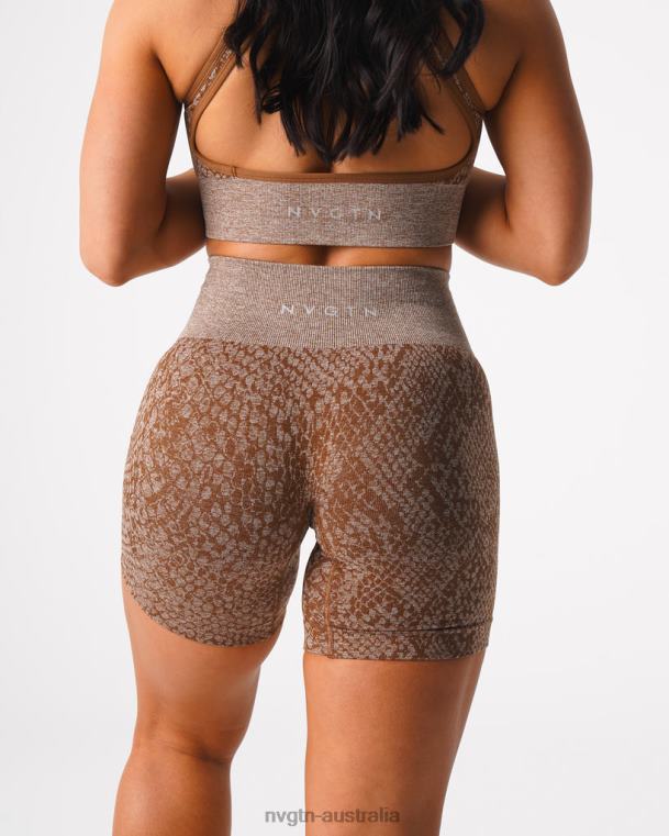 Women Snakeskin Seamless Shorts 04060475 Mocha Fitness NVGTN