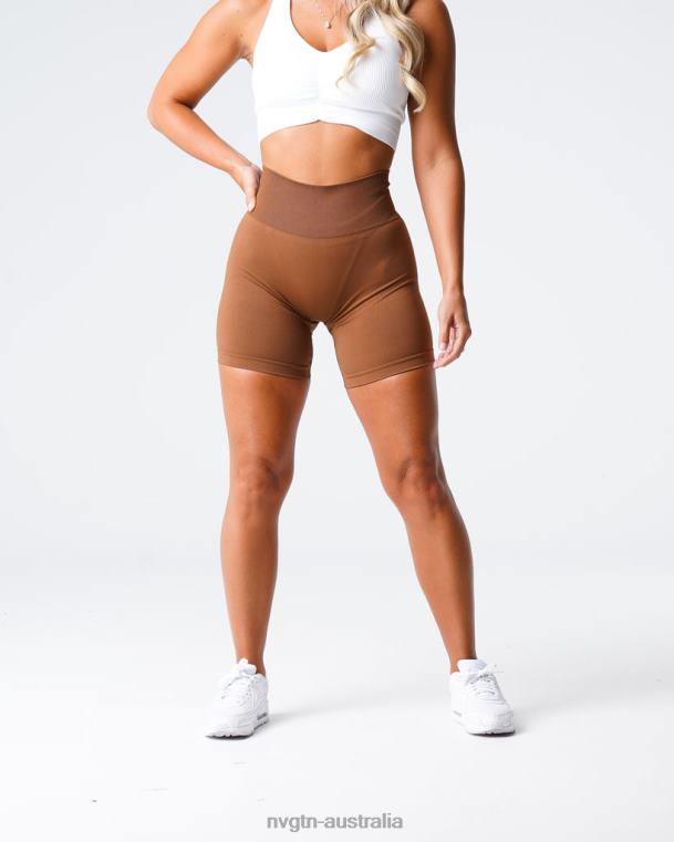 Women Solid Seamless Shorts 04060452 Caramel Fitness NVGTN