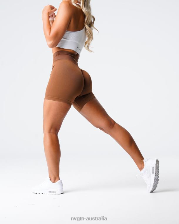Women Solid Seamless Shorts 04060452 Caramel Fitness NVGTN