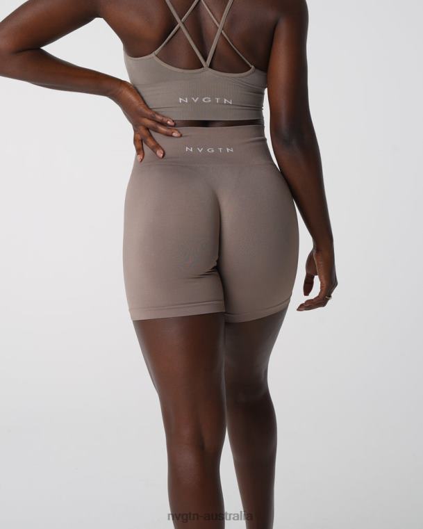 Women Solid Seamless Shorts 04060454 Taupe Fitness NVGTN