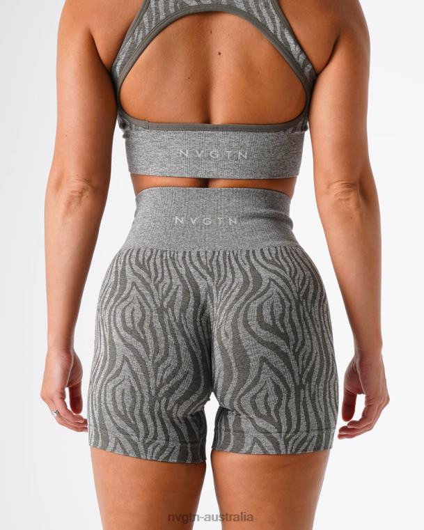 Women Zebra Seamless Shorts 04060471 Khaki Green Fitness NVGTN