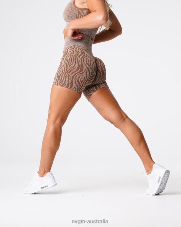 Women Zebra Seamless Shorts 04060472 Mocha Fitness NVGTN