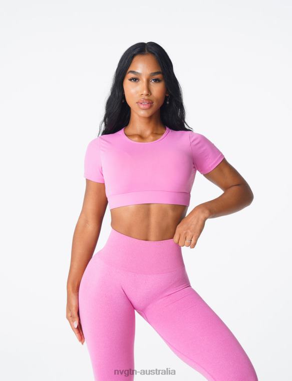Women Open Back Tee 0406079 Bubble Gum Pink Fitness NVGTN