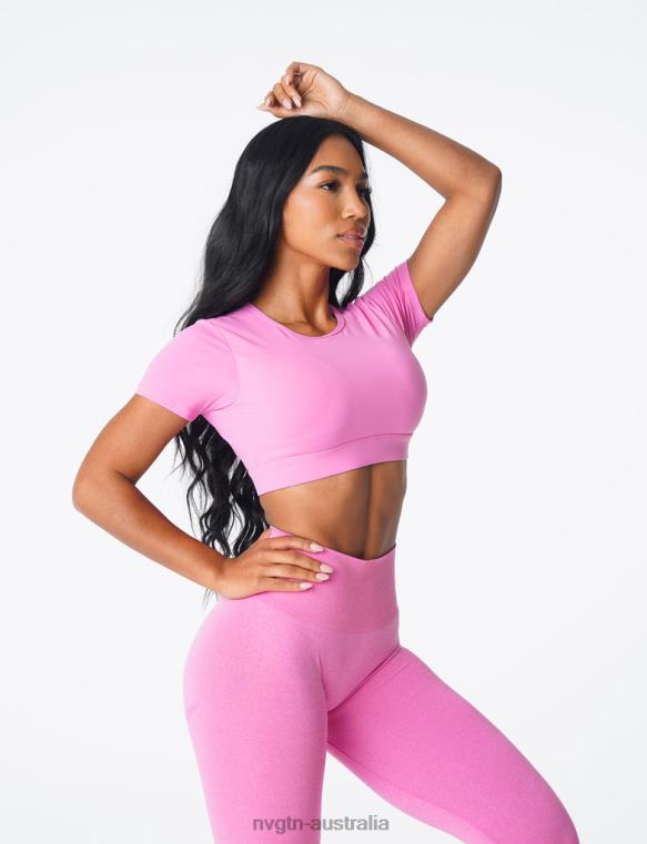 Women Open Back Tee 0406079 Bubble Gum Pink Fitness NVGTN
