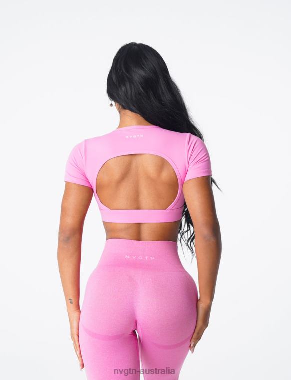 Women Open Back Tee 0406079 Bubble Gum Pink Fitness NVGTN