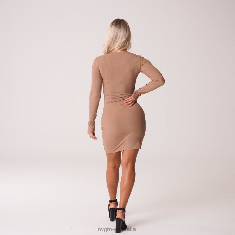 Women Easy Daze Ribbed Midi Dress 04060723 Mocha Lifestyle NVGTN