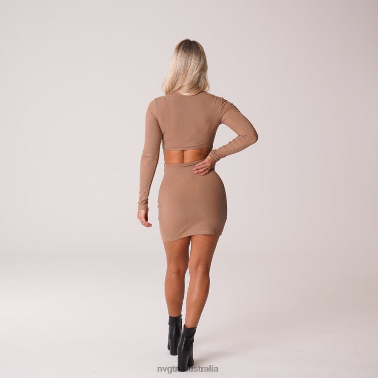 Women Into You Ribbed Mock Turtleneck Midi Dress 04060722 Mocha Lifestyle NVGTN