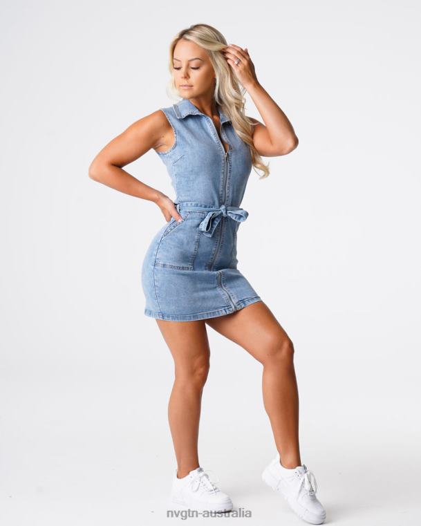 Women Sweet Surprise Denim Mini Dress 04060720 Light Wash Lifestyle NVGTN