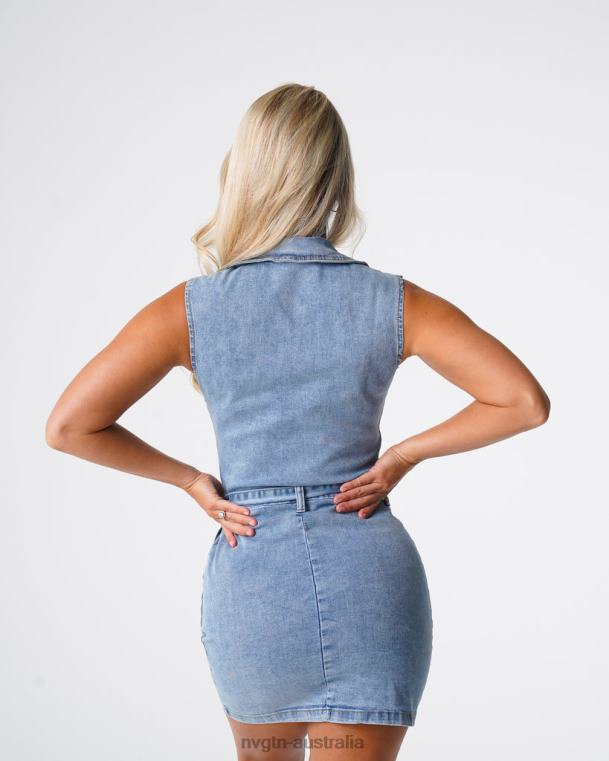 Women Sweet Surprise Denim Mini Dress 04060720 Light Wash Lifestyle NVGTN